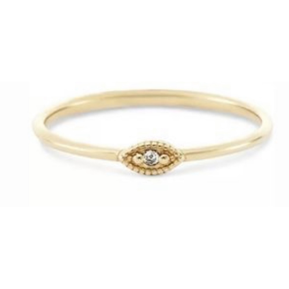 14k Solid Gold Evil Eye Ring